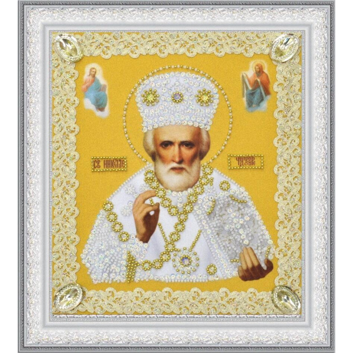 Р-369 Ікона Святителя Чудотворця (золото) ажур. Картини бісером. Набір для вишивки бісером