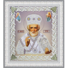 Р-370 Ікона Святителя Чудотворця (срібло) ажур. Картини бісером. Набір для вишивки бісером