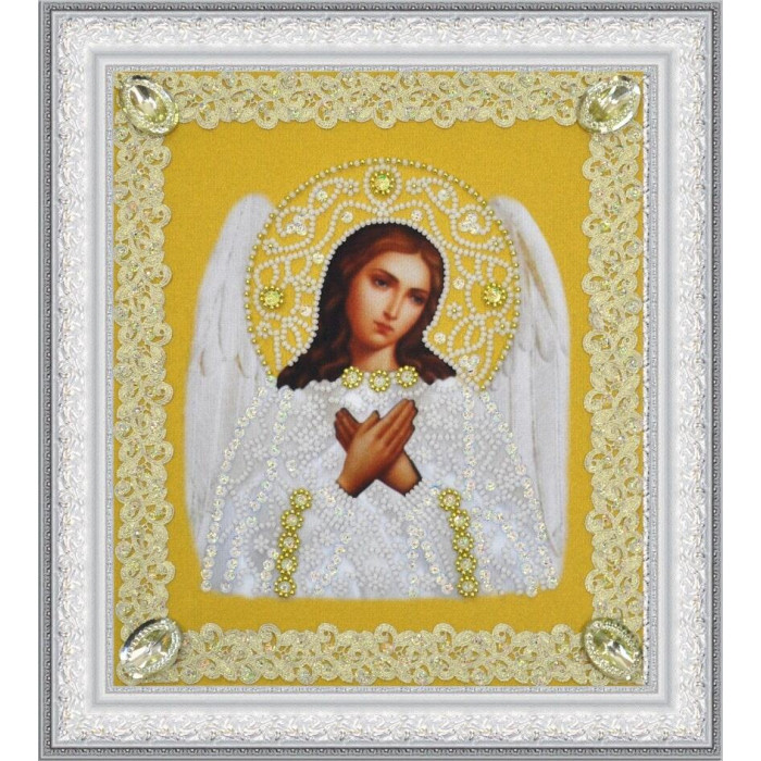 Р-372 Ікона Ангела Охоронця (золото) ажур. Картини бісером. Набір для вишивки бісером