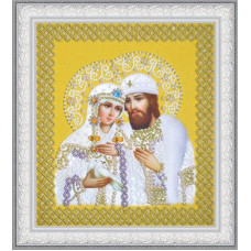 Р-389 Святі Петро і Февронія (перли) золото. Картини бісером. Набір для вишивки бісером