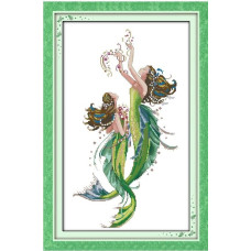 R189-1JS Joy Sunday Набір для вишивки друкованим хрестиком - Русалки 44x68 см, Aida14 (схема на канві)