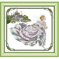 R243JS Попелюшка, 59x55 см. Joy Sunday. Набір для вишивки хрестиком на канві з нанесеним малюнком