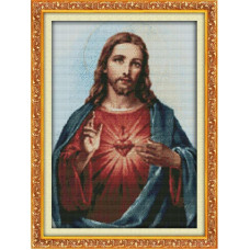 R247-1JS Святе Серце, 34х47 см. Joy Sunday. Набір для вишивки хрестиком на канві з нанесеним малюнком