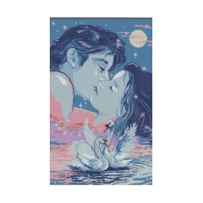 R329JS Лебедине кохання, 42x62 см. Joy Sunday. Набір для вишивки хрестиком на канві з нанесеним малюнком