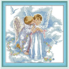 R504JS Поцілунок Янгола, 47х47 см. Joy Sunday. Набір для вишивки хрестиком на канві з нанесеним малюнком