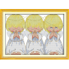 R569JS Молитва янголят, 20х16 см. Joy Sunday. Набір для вишивки хрестиком на канві з нанесеним малюнком
