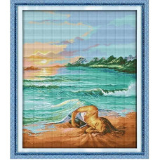 R689JS Донька моря, 57x68 см. Joy Sunday. Набір для вишивки хрестиком на канві з нанесеним малюнком