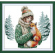 RA725JS Joy Sunday Набір для вишивки друкованим хрестиком - Дівчина та Лисиця 30x29 см, Aida 14 (схема на канві)