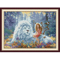 RA733JS Joy Sunday Набір для вишивки друкованим хрестиком - Фея метеликів та Король Лев 61x45 см, Aida 14 (схема на канві)