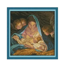 RA790JS Joy Sunday Набір для вишивки друкованим хрестиком - Народження янгола 38х38 см, Aida 14 ct (схема на канві)