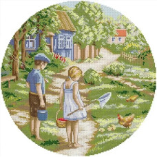 RA794JS Joy Sunday Набір для вишивки друкованим хрестиком - Друзі дитинства 38х38 см, Aida 14 ct (схема на канві)