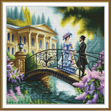 РЕ3613 Нова Слобода Набір для вишивки рахунковим хрестиком - Зустріч на містку 42x42 см, Aida 16