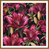 РЕ3617 Нова Слобода Набір для вишивки рахунковим хрестиком - Пурпурові лілеї 41x41 см, Aida 16