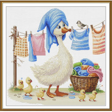 РЕ3620 Нова Слобода Набір для вишивки рахунковим хрестиком - Велике прання 31x31 см, Aida 16 ct