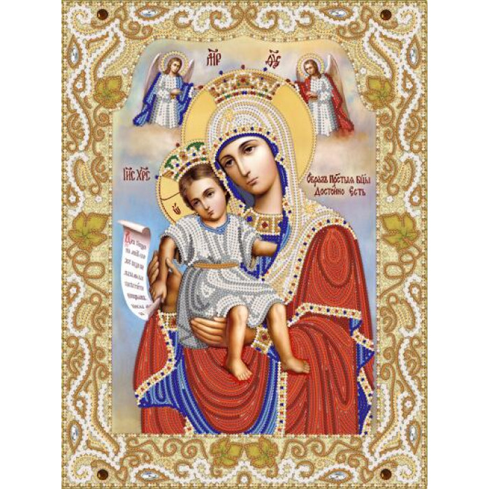 РИК-3-035 Ікона Божої Матері Гідно (Милуюча). Марічка. Схема на тканині для вишивання бісером