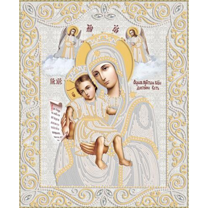 РИК-3-068 Ікона Божої Матері Гідно (Милуюча) (срібло). Марічка. Схема на тканині для вишивання бісером