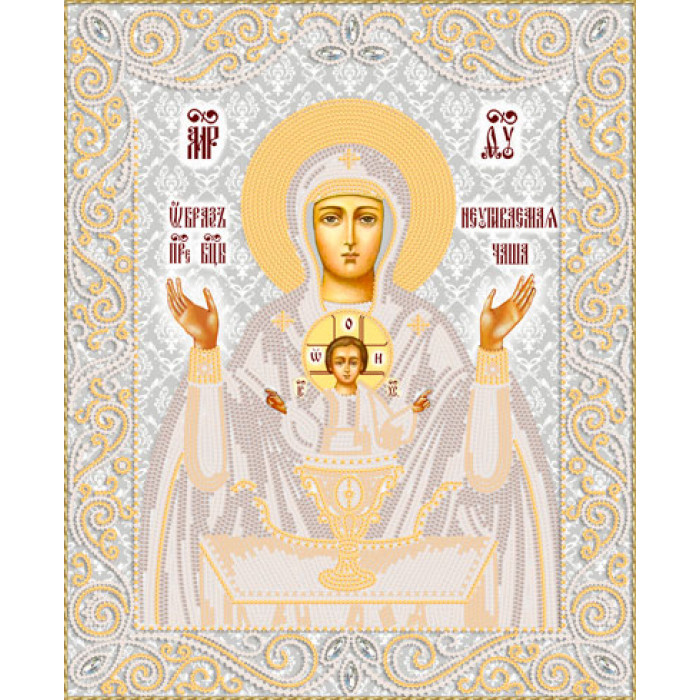 РИК-3-072 Ікона Божої Матері Невипивана Чаша (срібло). Марічка. Схема на тканині для вишивання бісером