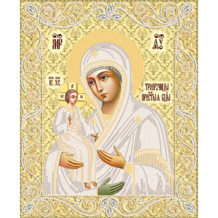 РИК-3-079 Ікона Божа Матір Троєручиця (золото). Марічка. Схема на тканині для вишивання бісером