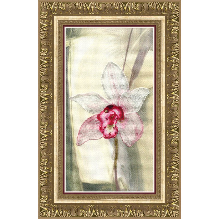 РК-119 Рожева орхідея. 14.5x27 см. Чарівна Мить. Набір для вишивки хрестиком на Aida 16