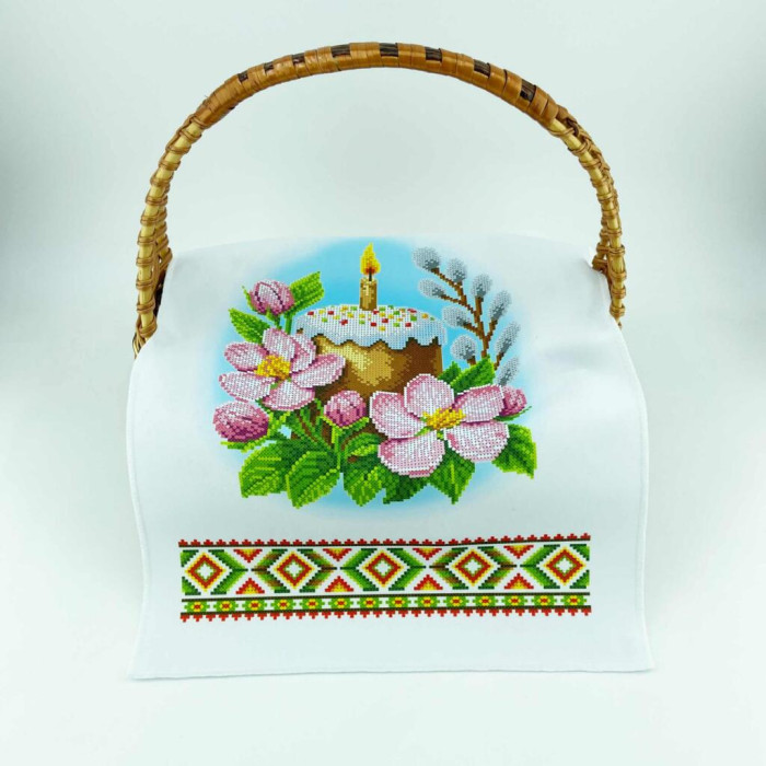 ТБ РКМ_068 Virena Набір для вишивки бісером - Великодній рушник на кошик дитячий 22x30 см (габардин)