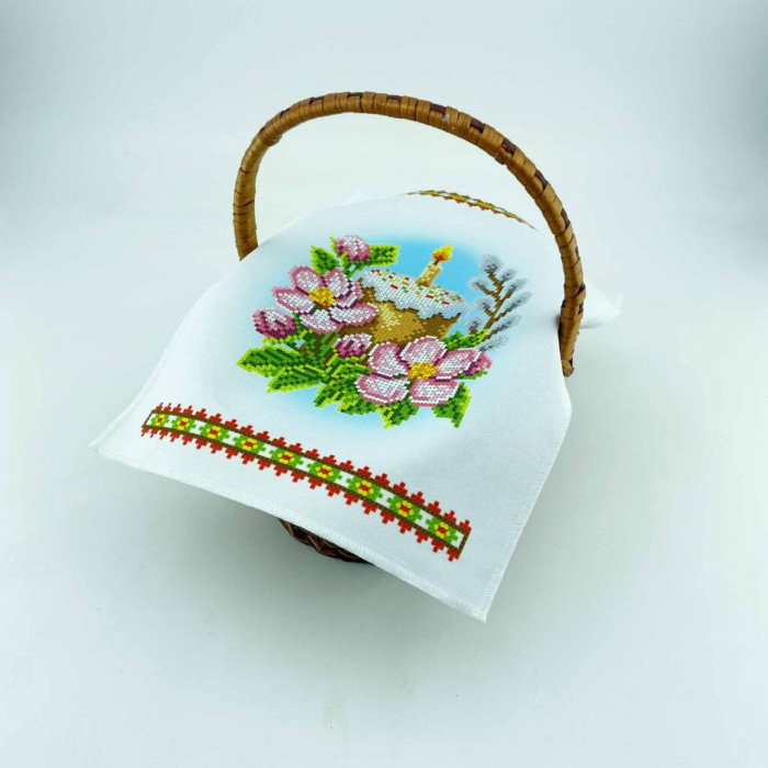 РКМ_068 Virena Заготовка для вишивки бісером - Великодній рушник на кошик дитячий 22x30 см (габардин)