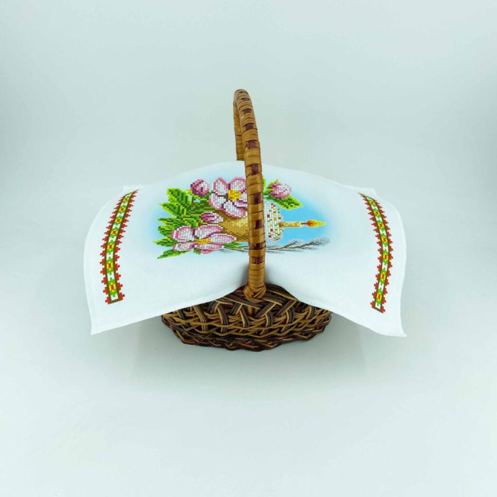 РКМ_068 Virena Заготовка для вишивки бісером - Великодній рушник на кошик дитячий 22x30 см (габардин)