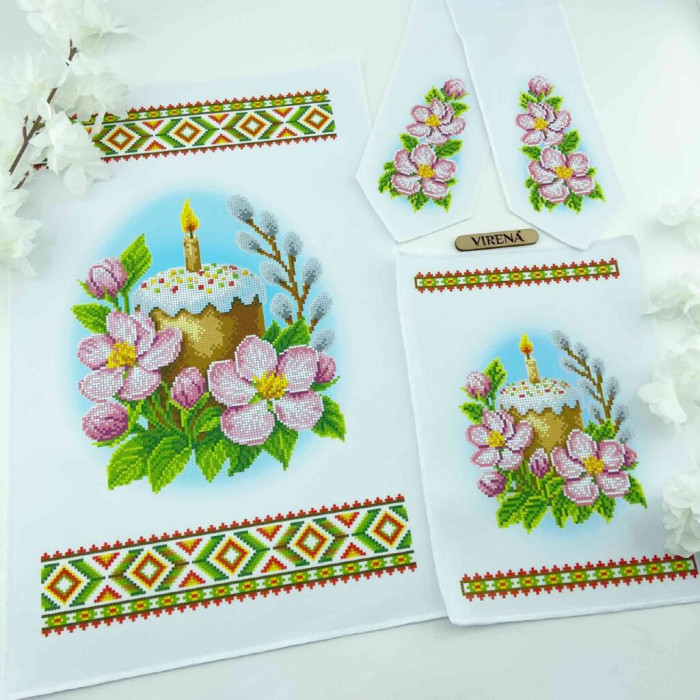 РКМ_068 Virena Заготовка для вишивки бісером - Великодній рушник на кошик дитячий 22x30 см (габардин)