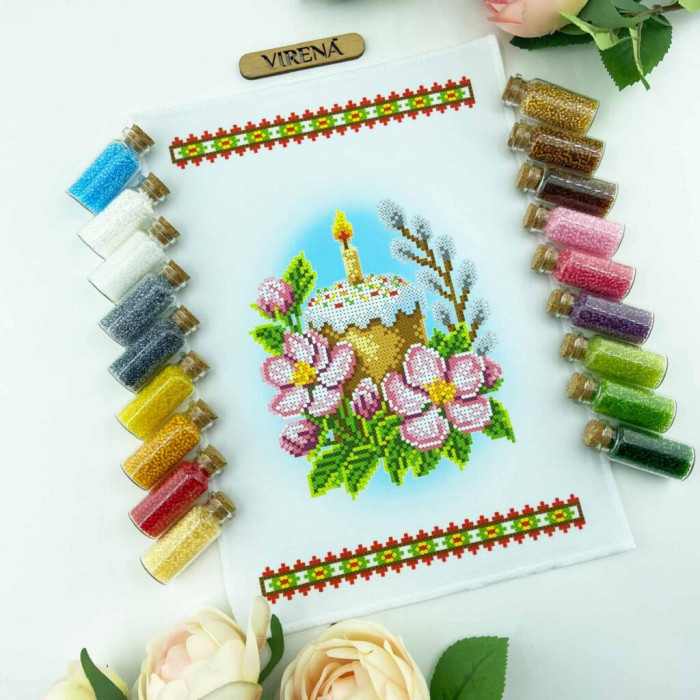 РКМ_068 Virena Заготовка для вишивки бісером - Великодній рушник на кошик дитячий 22x30 см (габардин)