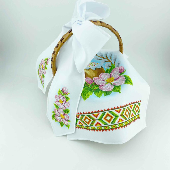 ТБ РКМ_069 Virena Набір для вишивки бісером - Великодній рушник на кошик дитячий 22x30 см (габардин)