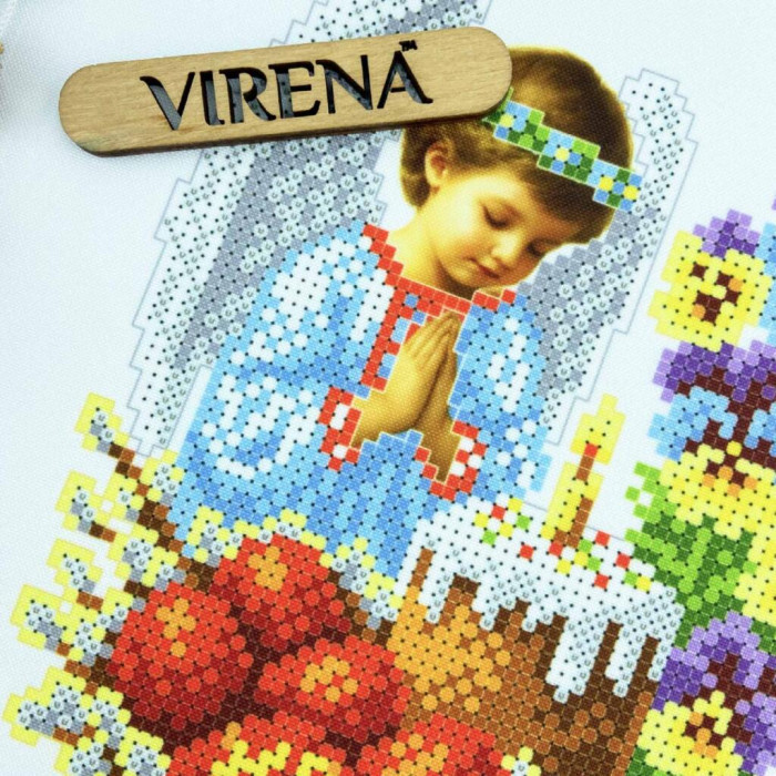 РКМ_070 Virena Заготовка для вишивки бісером - Великодній рушник на кошик дитячий 22x30 см (габардин)
