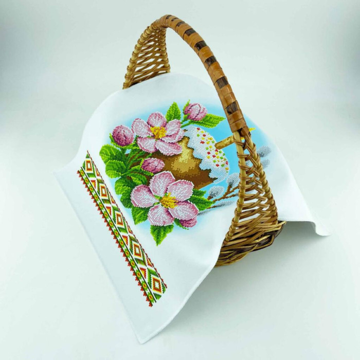 ТБ РКВ_095 Virena Набір для вишивки бісером - Великодній рушник на кошик 33x51 см (габардин)