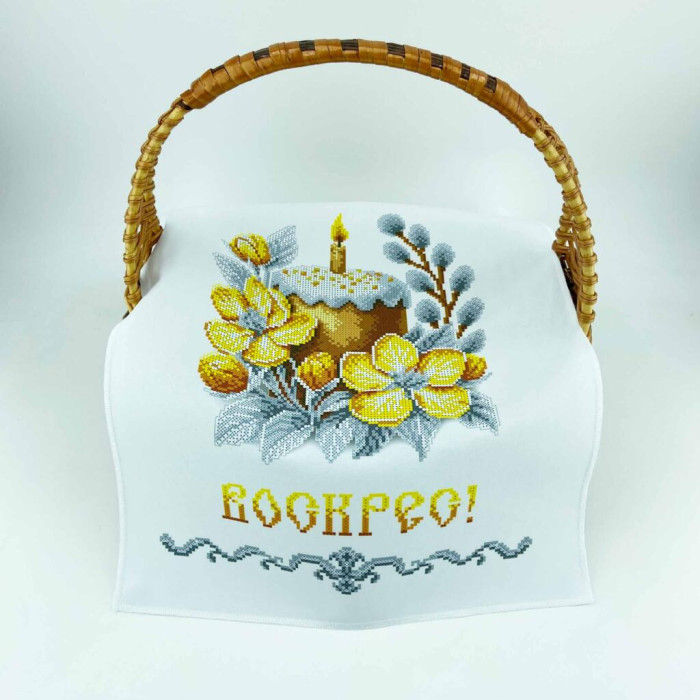 РКВ_096 Virena Заготовка для вишивки бісером - Великодній рушник на кошик 33x51 см (габардин)