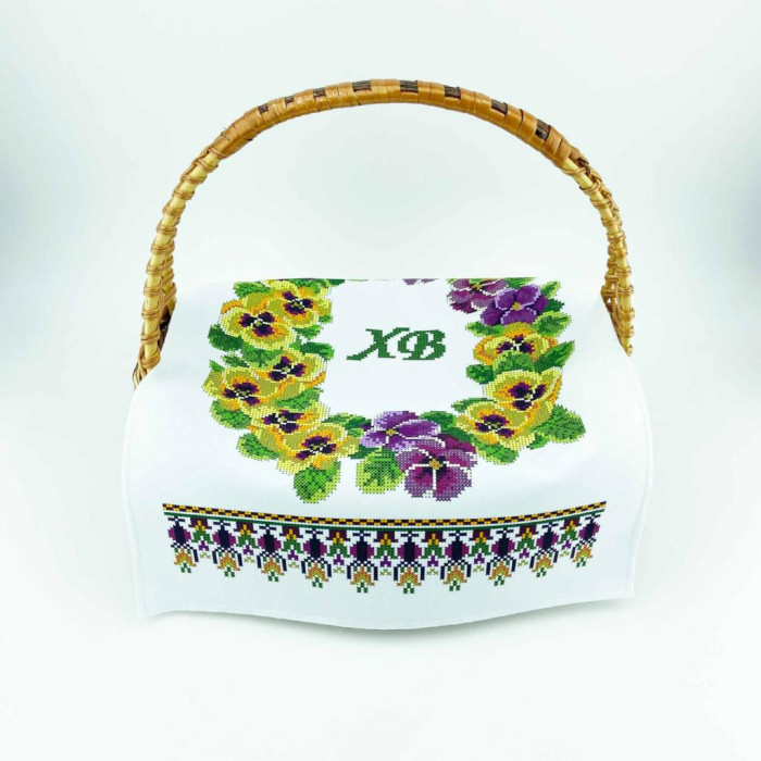 ТБ РКВ_097 Virena Набір для вишивки бісером - Великодній рушник на кошик 22x30 см (габардин)