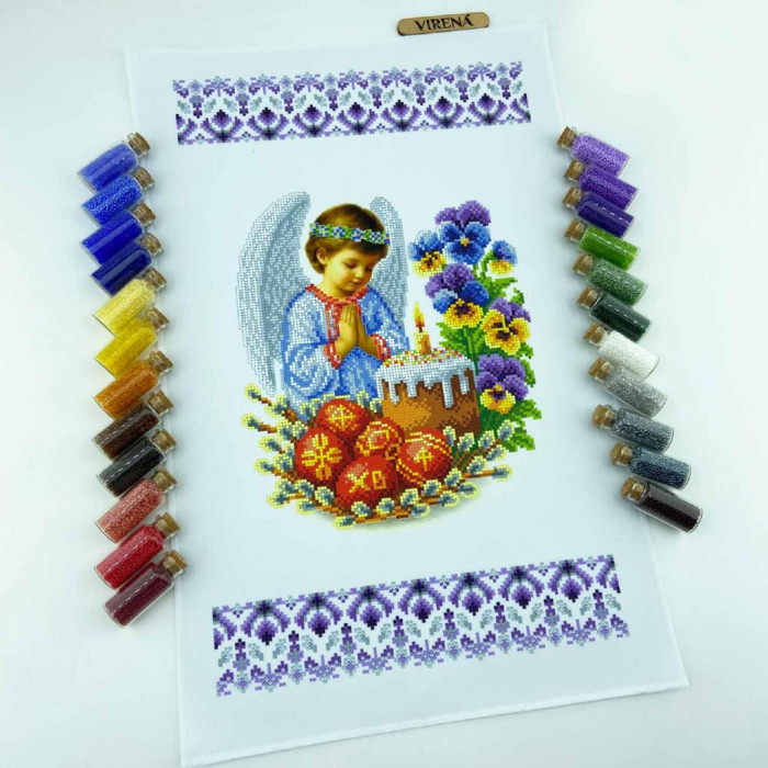 РКВ_099 Virena Заготовка для вишивки бісером - Великодній рушник на кошик 33x51 см (габардин)