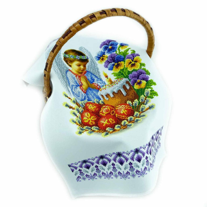 РКВ_099 Virena Заготовка для вишивки бісером - Великодній рушник на кошик 33x51 см (габардин)