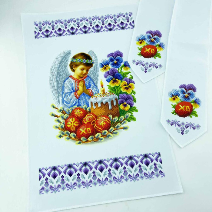 РКВ_099 Virena Заготовка для вишивки бісером - Великодній рушник на кошик 33x51 см (габардин)