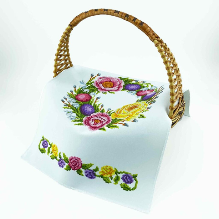 РКВ_100 Virena Заготовка для вишивки бісером - Великодній рушник на кошик 33x51 см (габардин)