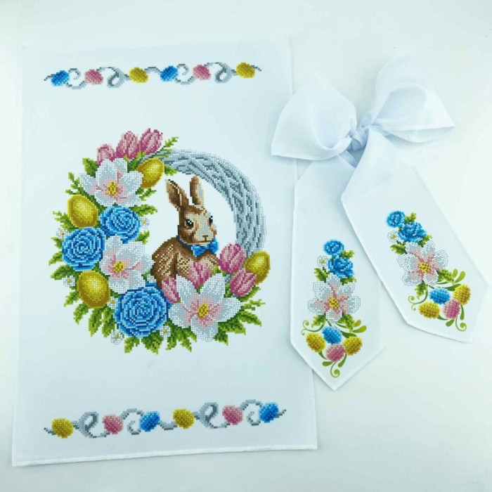 ТБ РКВ_101 Virena Набір для вишивки бісером - Великодній рушник на кошик 22x30 см (габардин)
