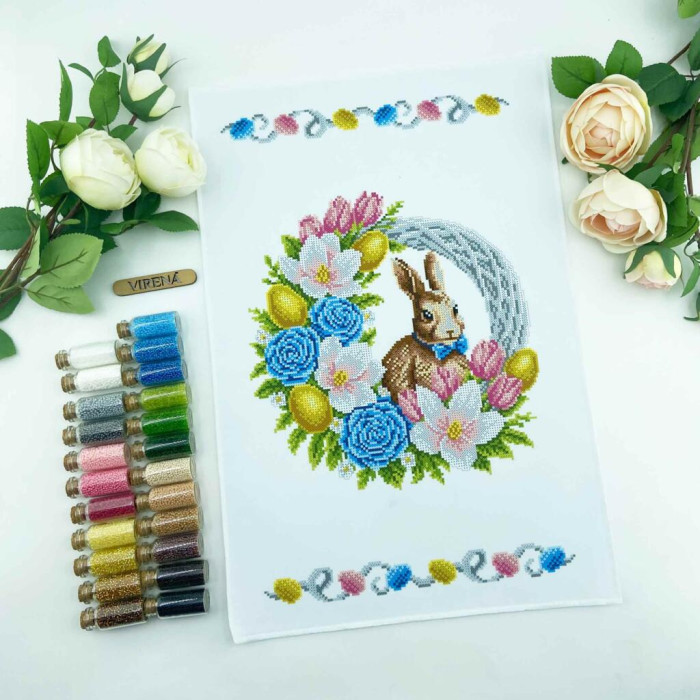 РКВ_101 Virena Заготовка для вишивки бісером - Великодній рушник на кошик 33x51 см (габардин)