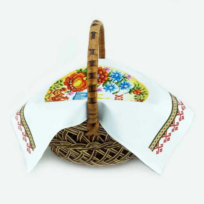 РКВ_102 Virena Заготовка для вишивки бісером - Великодній рушник на кошик 33x51 см (габардин)