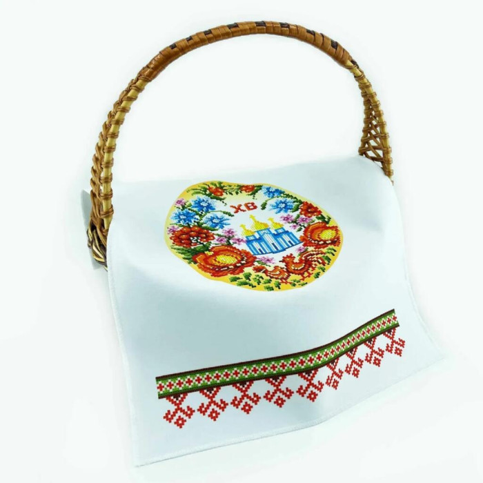 РКВ_102 Virena Заготовка для вишивки бісером - Великодній рушник на кошик 33x51 см (габардин)
