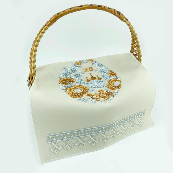 РКВ_103 Virena Заготовка для вишивки бісером - Великодній рушник на кошик 33x51 см (габардин)