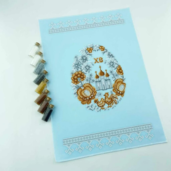 РКВ_104 Virena Заготовка для вишивки бісером - Великодній рушник на кошик 33x51 см (габардин)