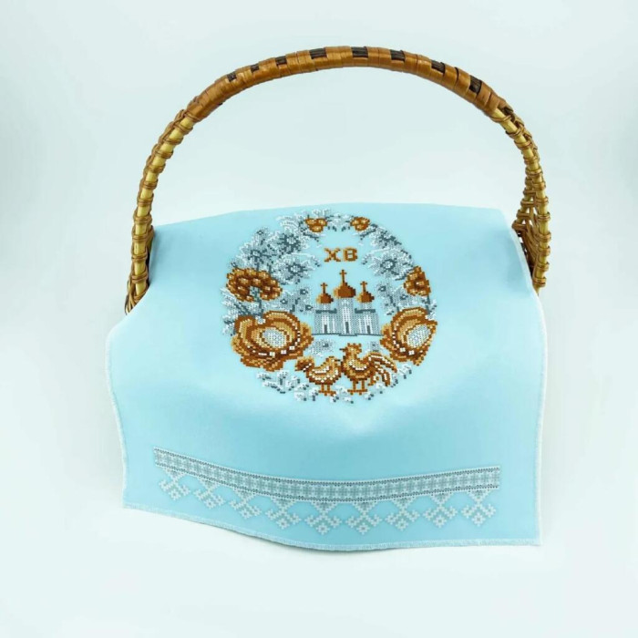 РКВ_104 Virena Заготовка для вишивки бісером - Великодній рушник на кошик 33x51 см (габардин)