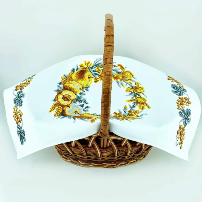 РКВ_108 Virena Заготовка для вишивки бісером - Рушник до Спаса великий на кошик, 33x51 см (габардин)