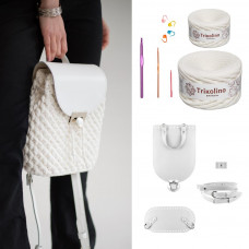 RM94201/4 Рюкзак Mini з натуральної шкіри, колір білий, (пряжа-парне молоко). Trikolino. Набір для в'язання