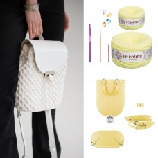 RM94202/1 Рюкзак Mini з натуральної шкіри, колір шампань, (пряжа-банановий шейк). Trikolino. Набір для в'язання