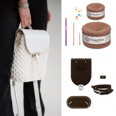 RM94208/2 Рюкзак Mini з натуральної шкіри, колір шоколад, (пряжа-какао). Trikolino. Набір для в`язання