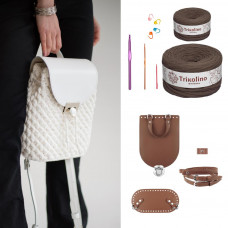 RM94210/3 Рюкзак Mini з натуральної шкіри, колір кава, (пряжа-чорний шоколад). Trikolino. Набір для в`язання