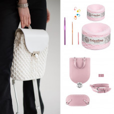 RM94211/2 Рюкзак Mini з натуральної шкіри, колір зефір, (пряжа-рожеві перли). Trikolino. Набір для в`язання